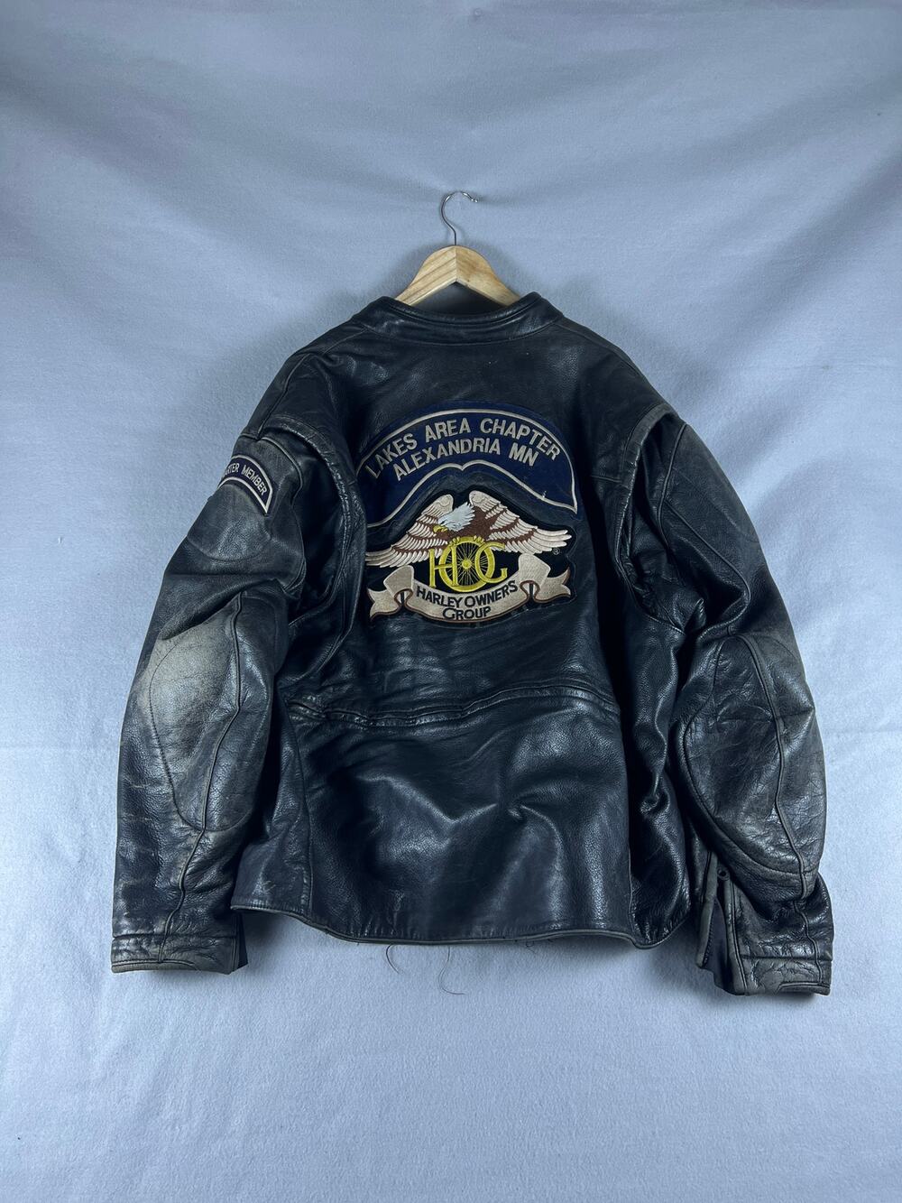 Vintage Harley Davidson Leather Jacket Mens 3XL Alexandria MN Patch Grunge Biker